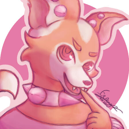 oc, one character (art trade with momoiro. pixels)